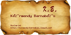 Körmendy Barnabás névjegykártya