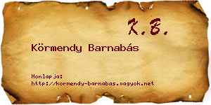 Körmendy Barnabás névjegykártya