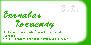 barnabas kormendy business card